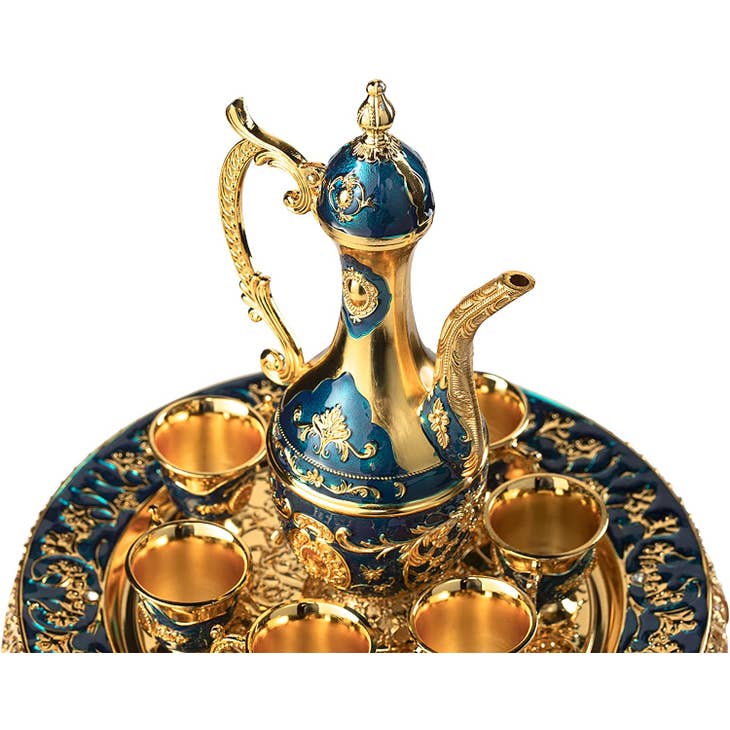 Vintage Turkish Coffee Pot Set For 6 Including Tray & Teapot