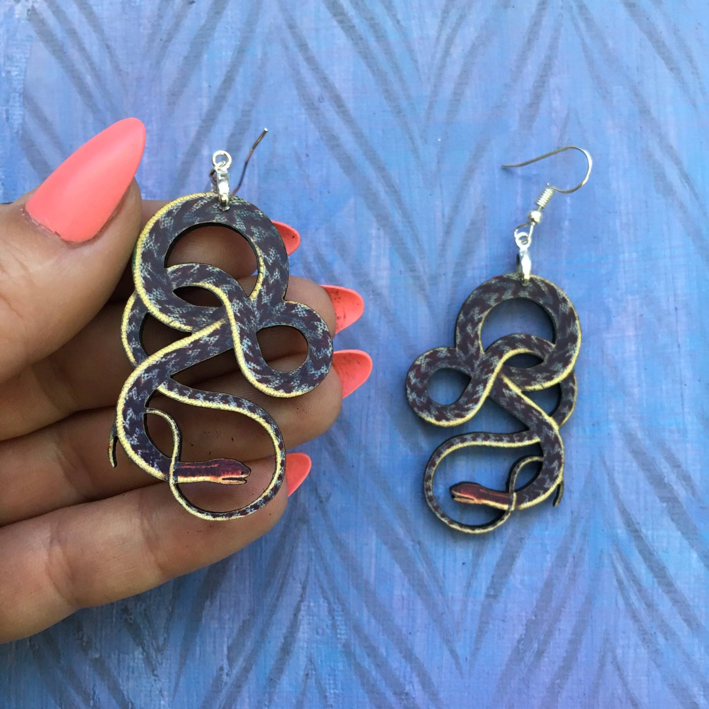 Large Snake Earrings (Red Heads) - Antique Image Laser Cut