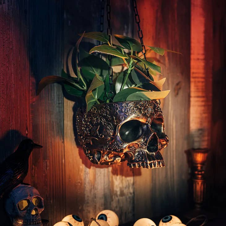 Copper Hanging Skull Planter