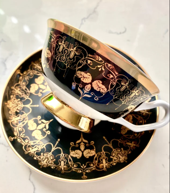 Black Nouveau Something Wicked cup and saucer