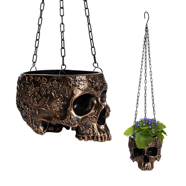 Copper Hanging Skull Planter
