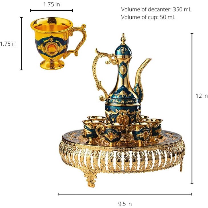 Vintage Turkish Coffee Pot Set For 6 Including Tray & Teapot