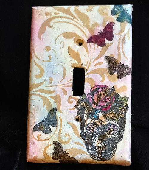 Skull and Butterflies Single Switch Plate OOAK