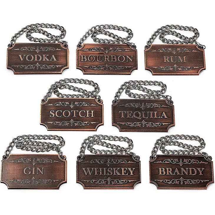 Decanter Tags Copper Set of 8 For Alcohol