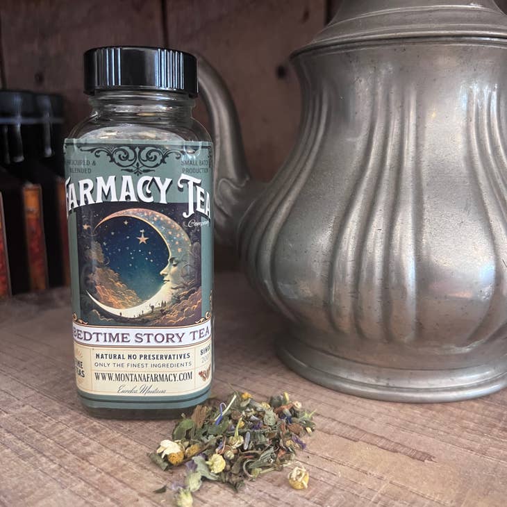 Bedtime Story Herbal Tea Blend Vintage Moon Glass Jar