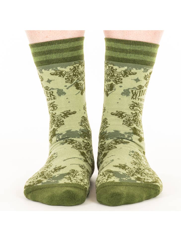 Winchester Mystery House® Ghoulish Green Damask Crew Sock