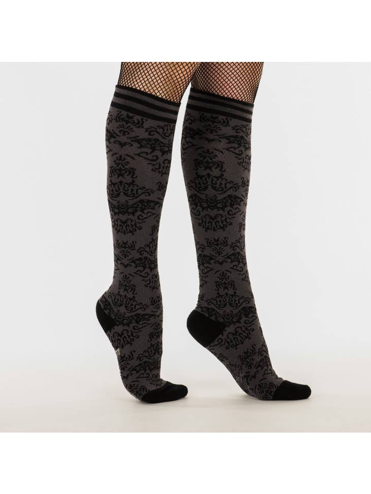 Bat Damask Knee High Socks