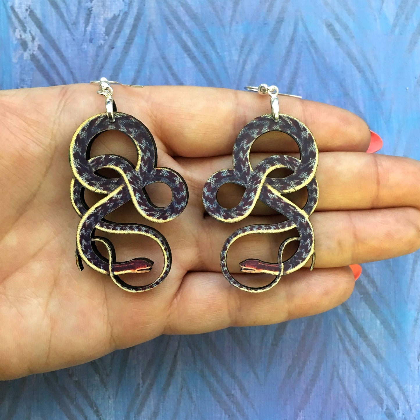 Large Snake Earrings (Red Heads) - Antique Image Laser Cut