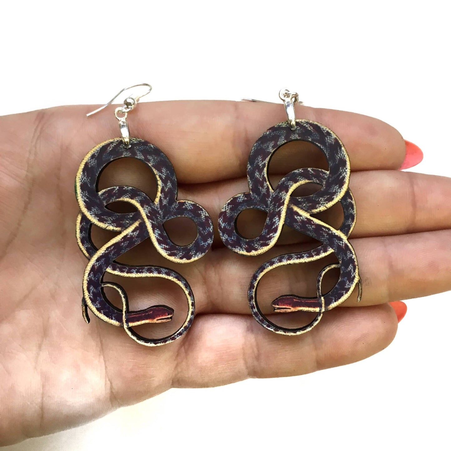 Large Snake Earrings (Red Heads) - Antique Image Laser Cut