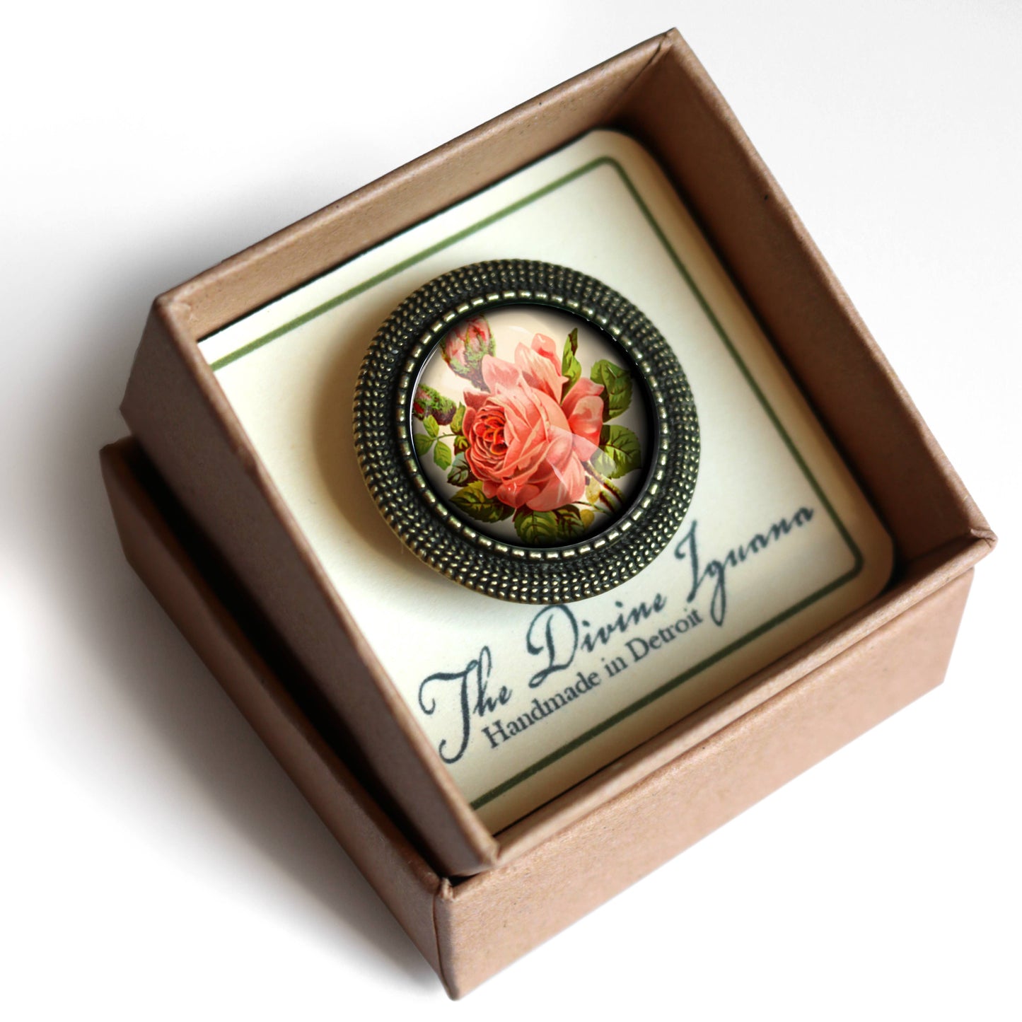 Victorian Tea Rose Brooch - Romantic Floral Valentine