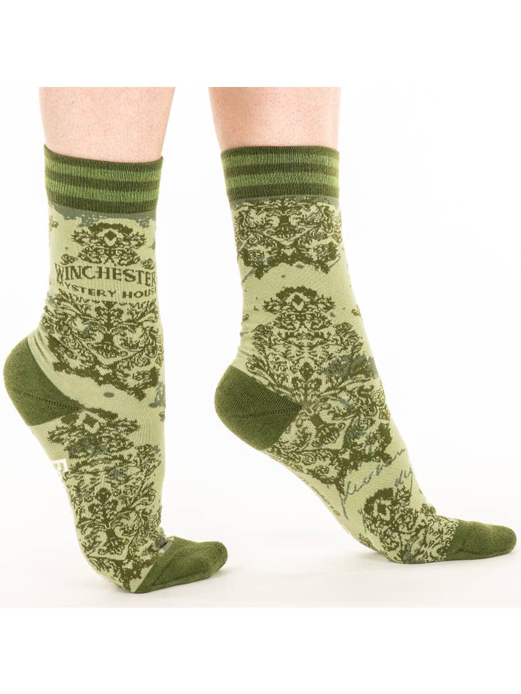 Winchester Mystery House® Ghoulish Green Damask Crew Sock