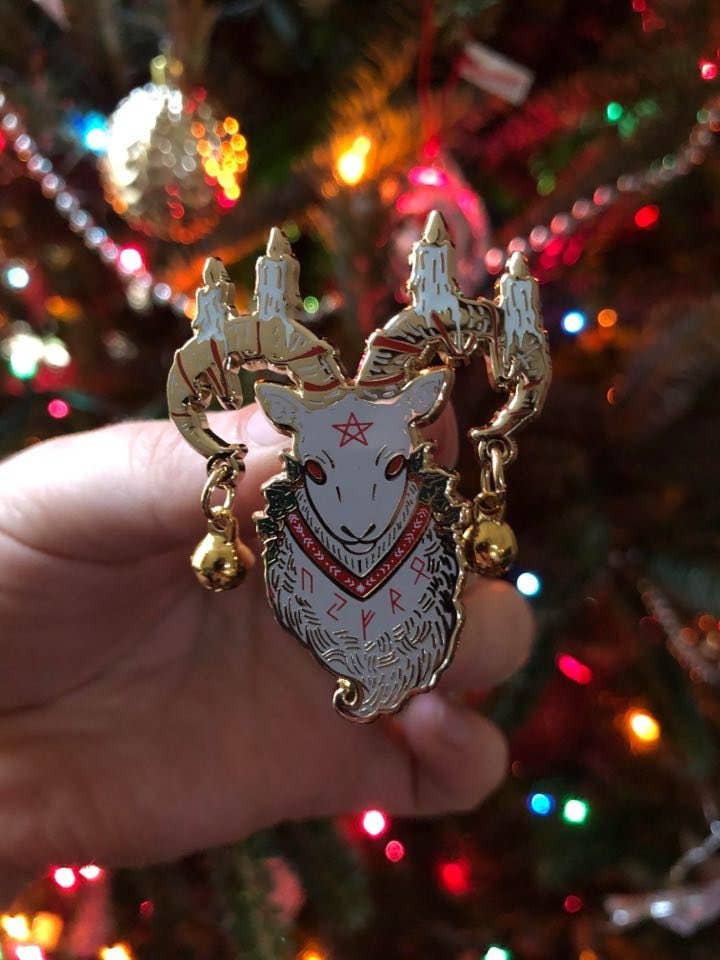 Yule Goat - Julbock with Bells - White/Gold