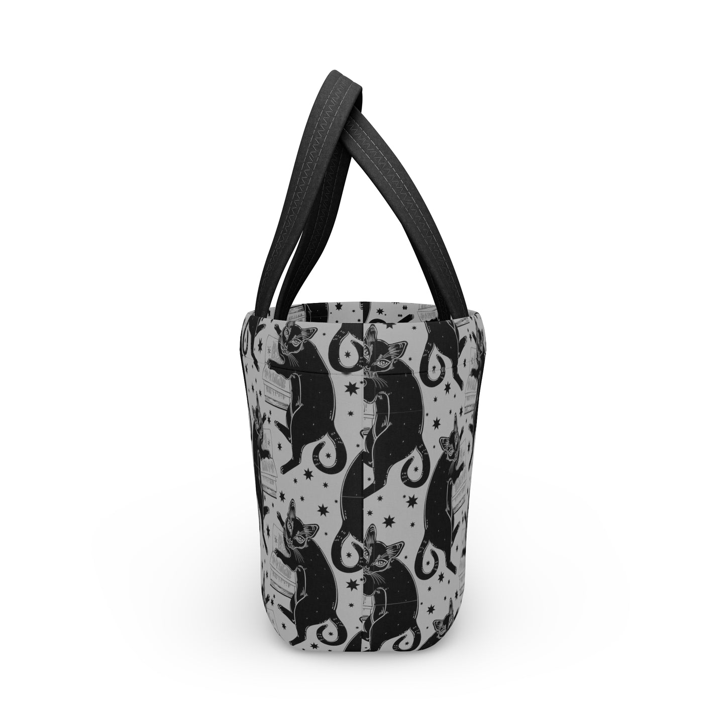 Black Cat and Books Reusable Lunch Bag