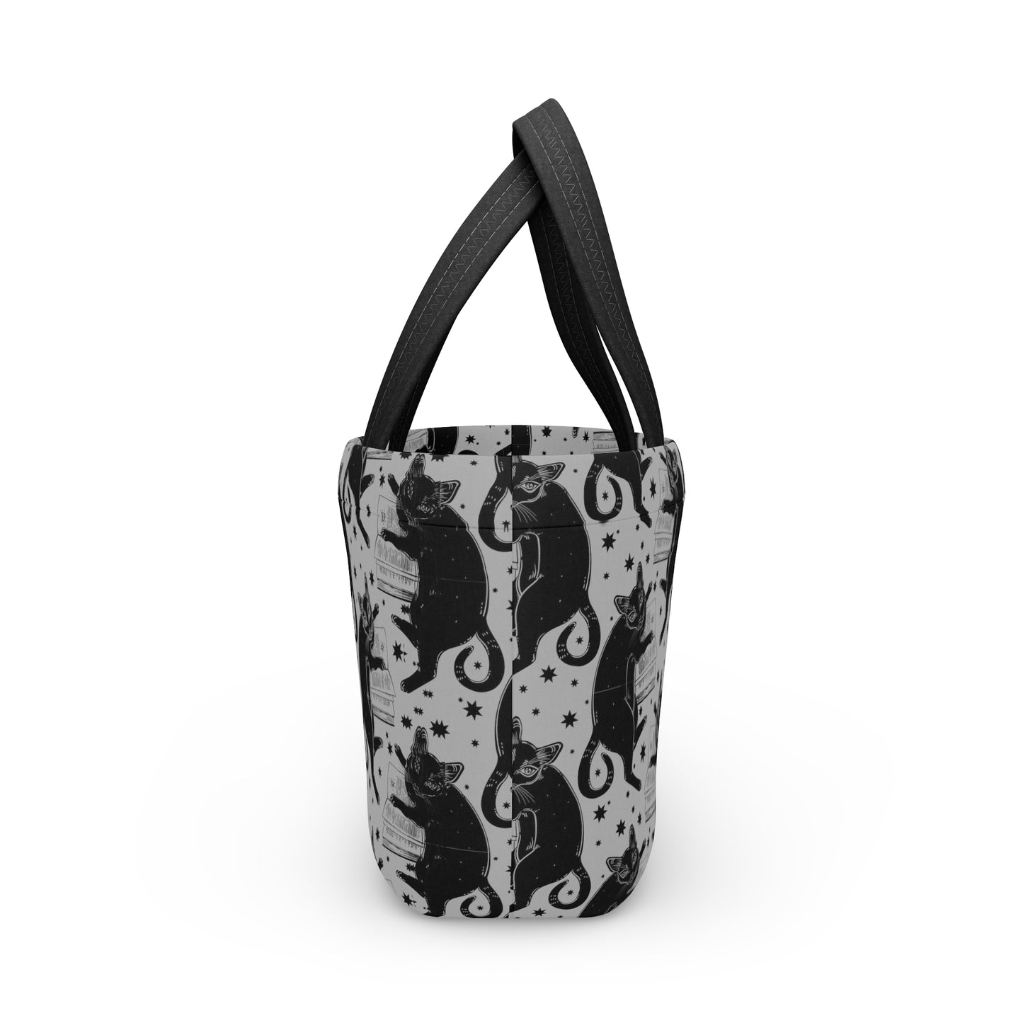 Black Cat and Books Reusable Lunch Bag