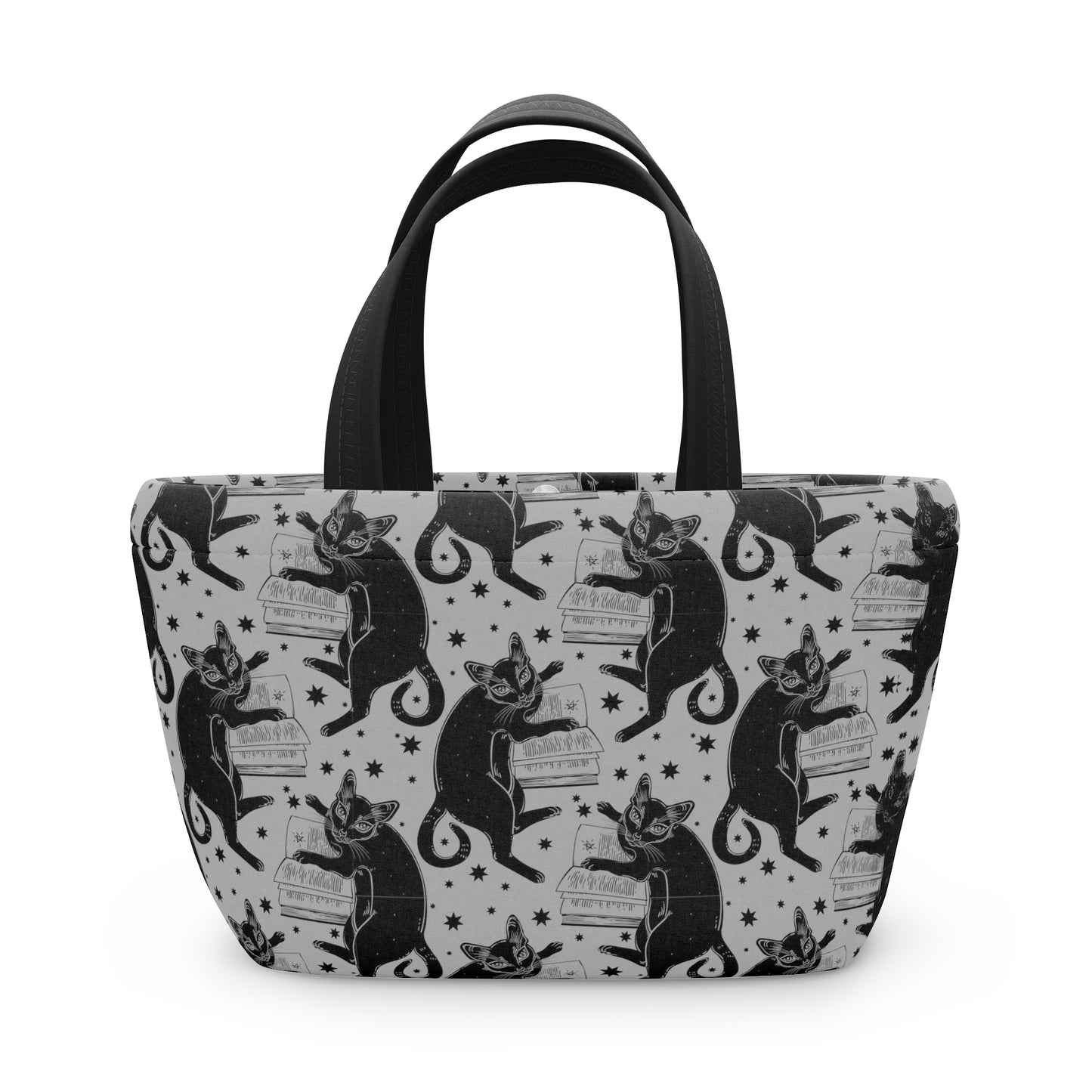 Black Cat and Books Reusable Lunch Bag