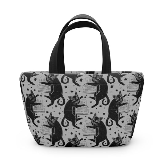 Black Cat and Books Reusable Lunch Bag