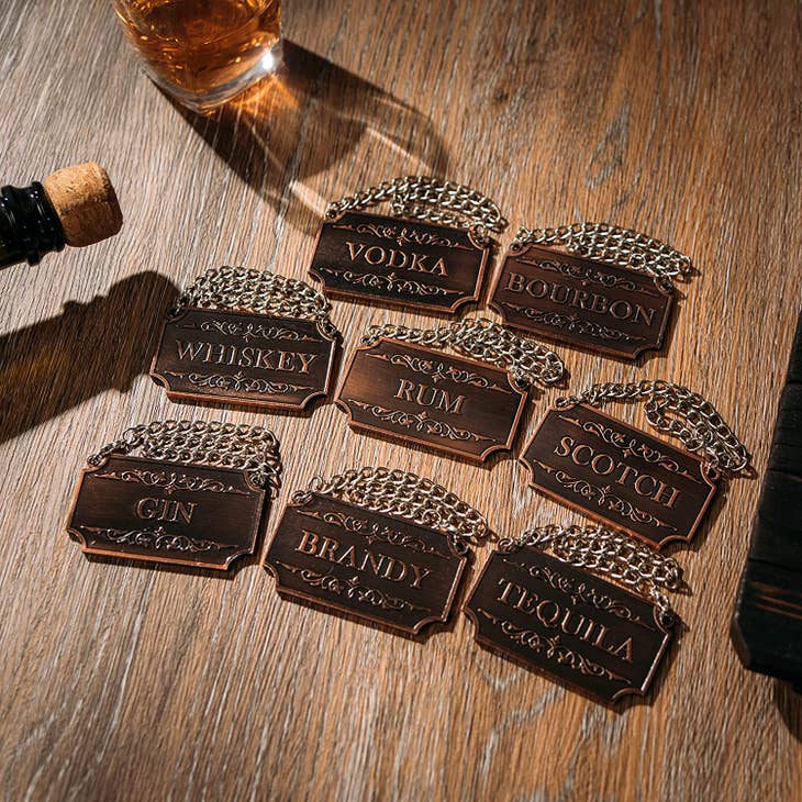 Decanter Tags Copper Set of 8 For Alcohol
