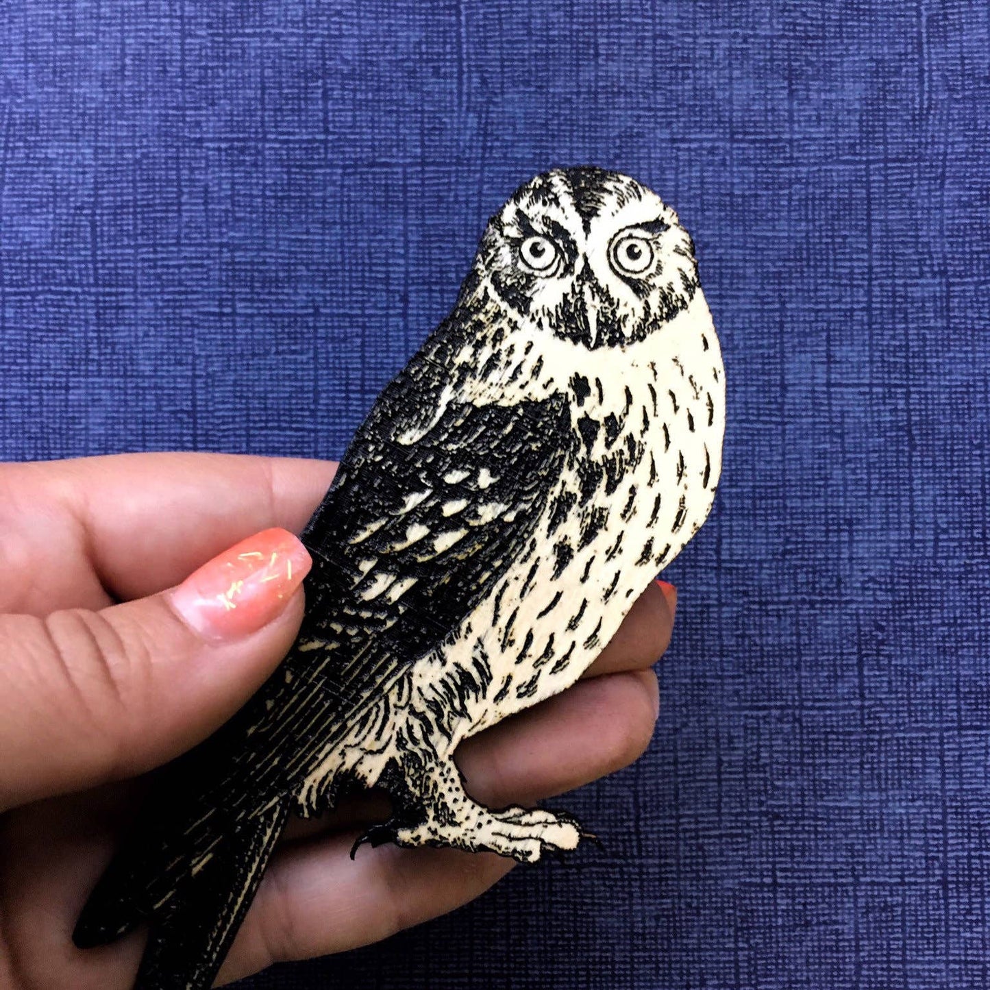 Wide Eyed Owl Magnet - Bird - Laser Cut and Engraved Wood