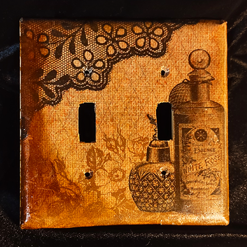 Perfume Bottle Double Light Switch Cover OOAK