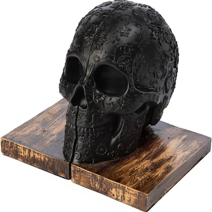 Skull Book Ends Gothic, Lifesize Human, Heavy-Duty Bookends,