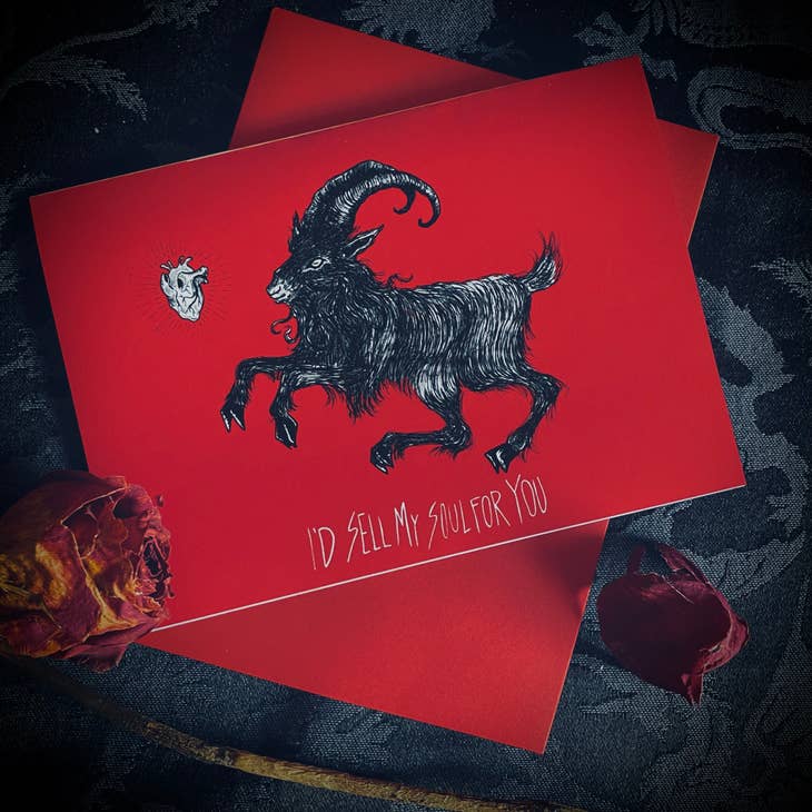 Black Phillip Goat Valentine's Day Greeting Card