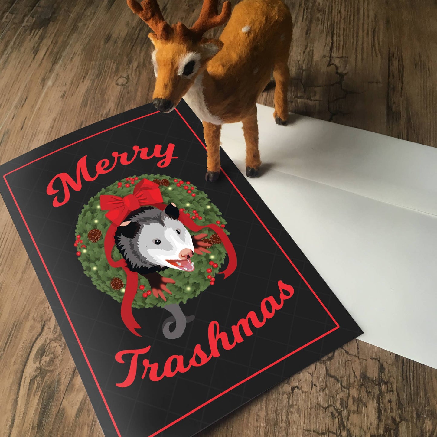 Possum Christmas Card - Merry Trashmas
