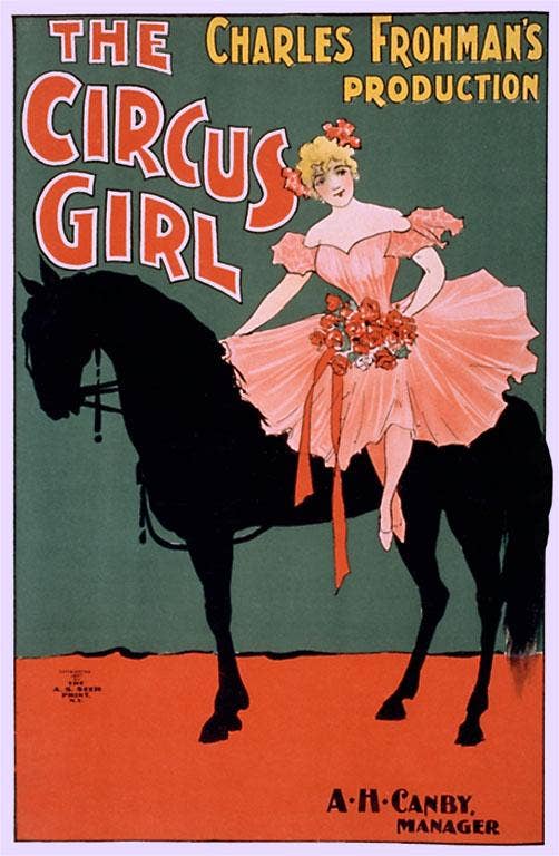 The Circus Girl, Trick Rider and Horse - Vintage Image, Postcard