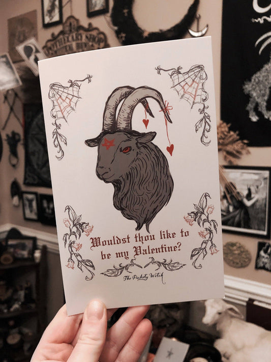 Witchy Valentine's Day Cards: Black Phillip