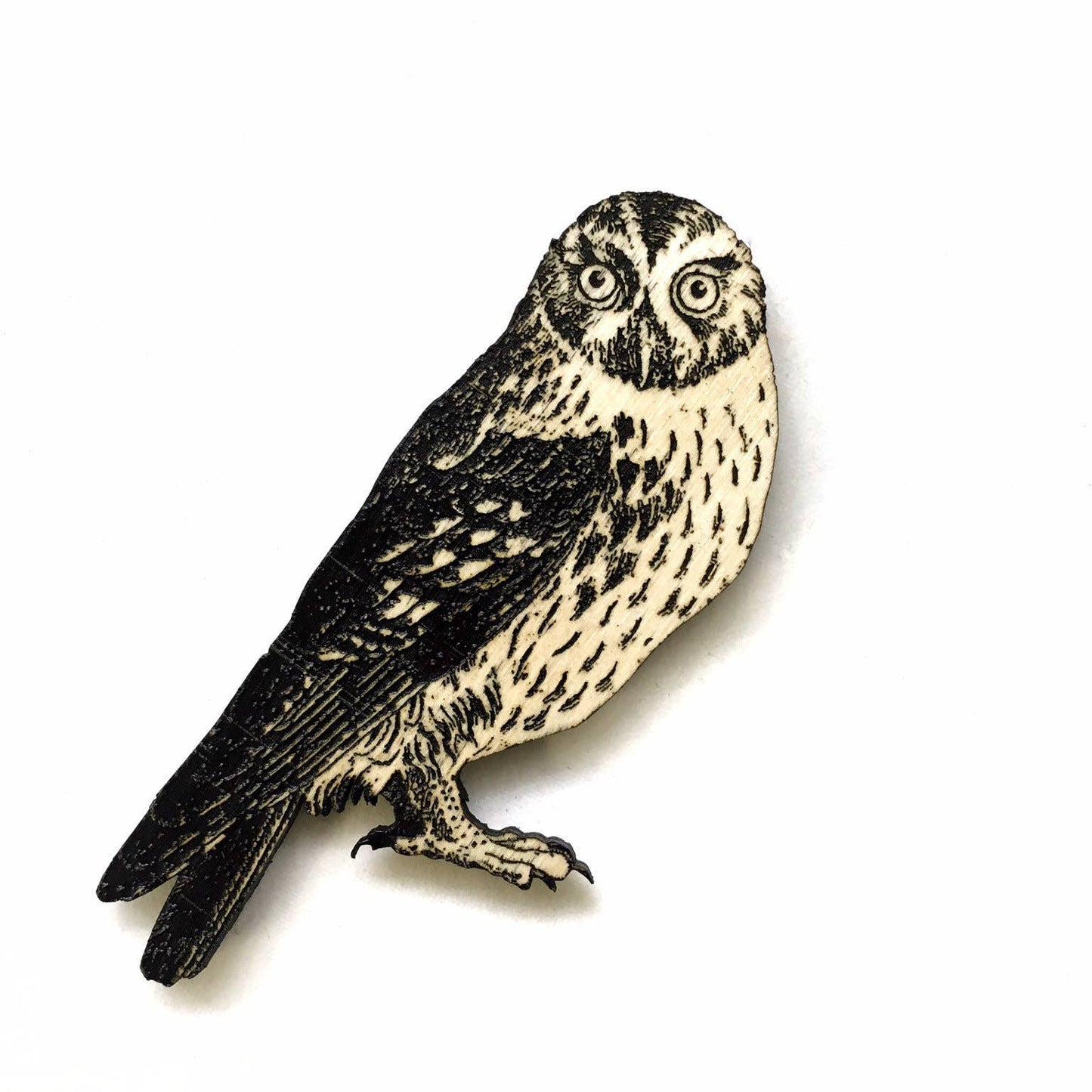 Wide Eyed Owl Magnet - Bird - Laser Cut and Engraved Wood