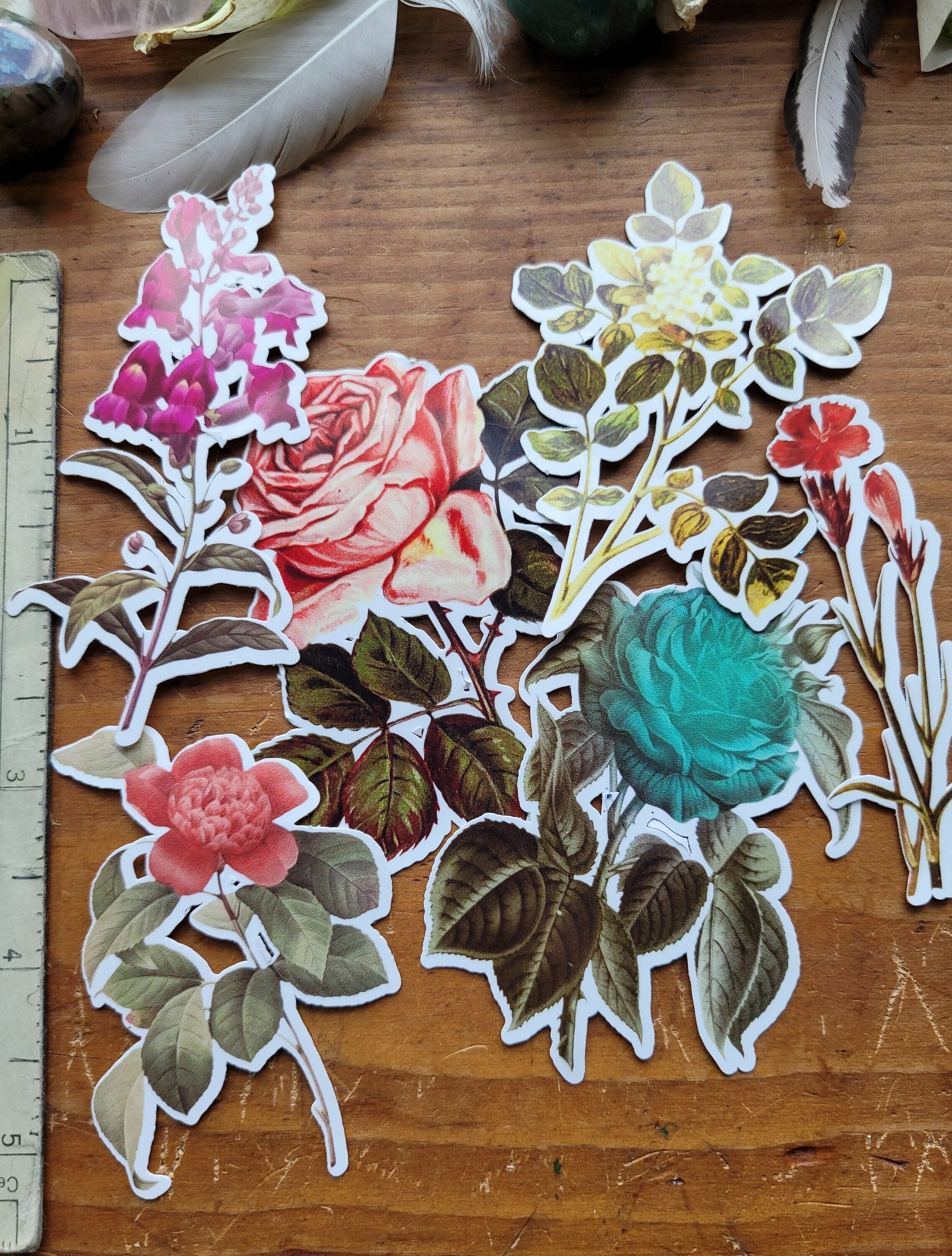 Floral Stickers Small- Various Vintage Flowers Bundle