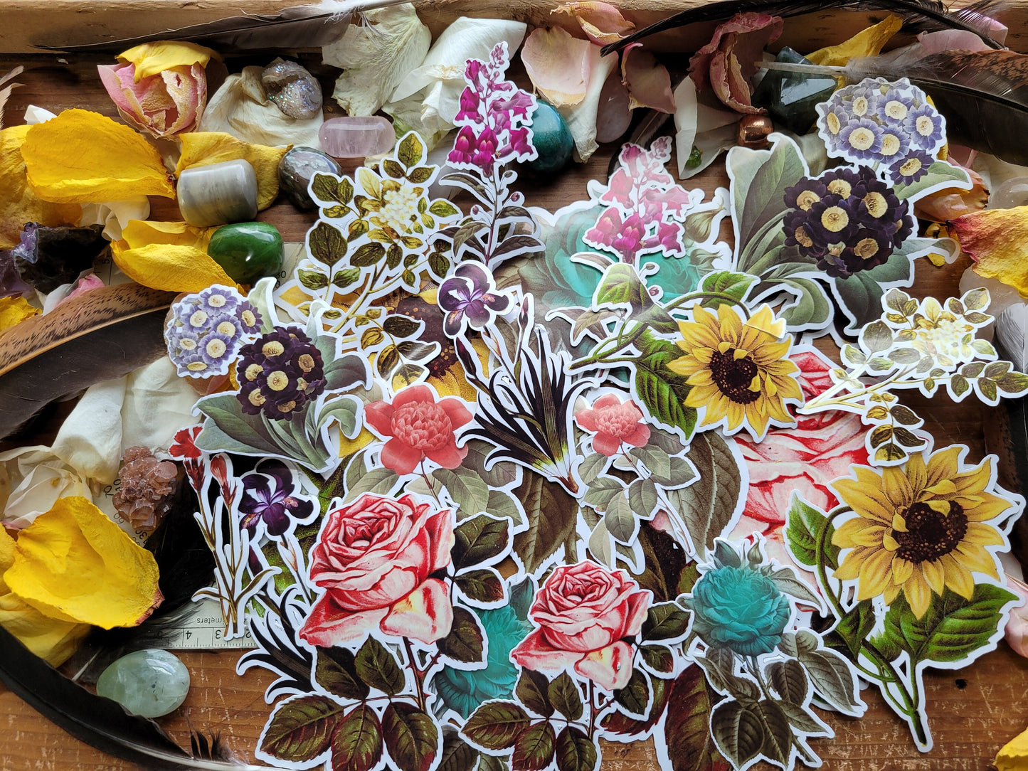 Floral Stickers Small- Various Vintage Flowers Bundle