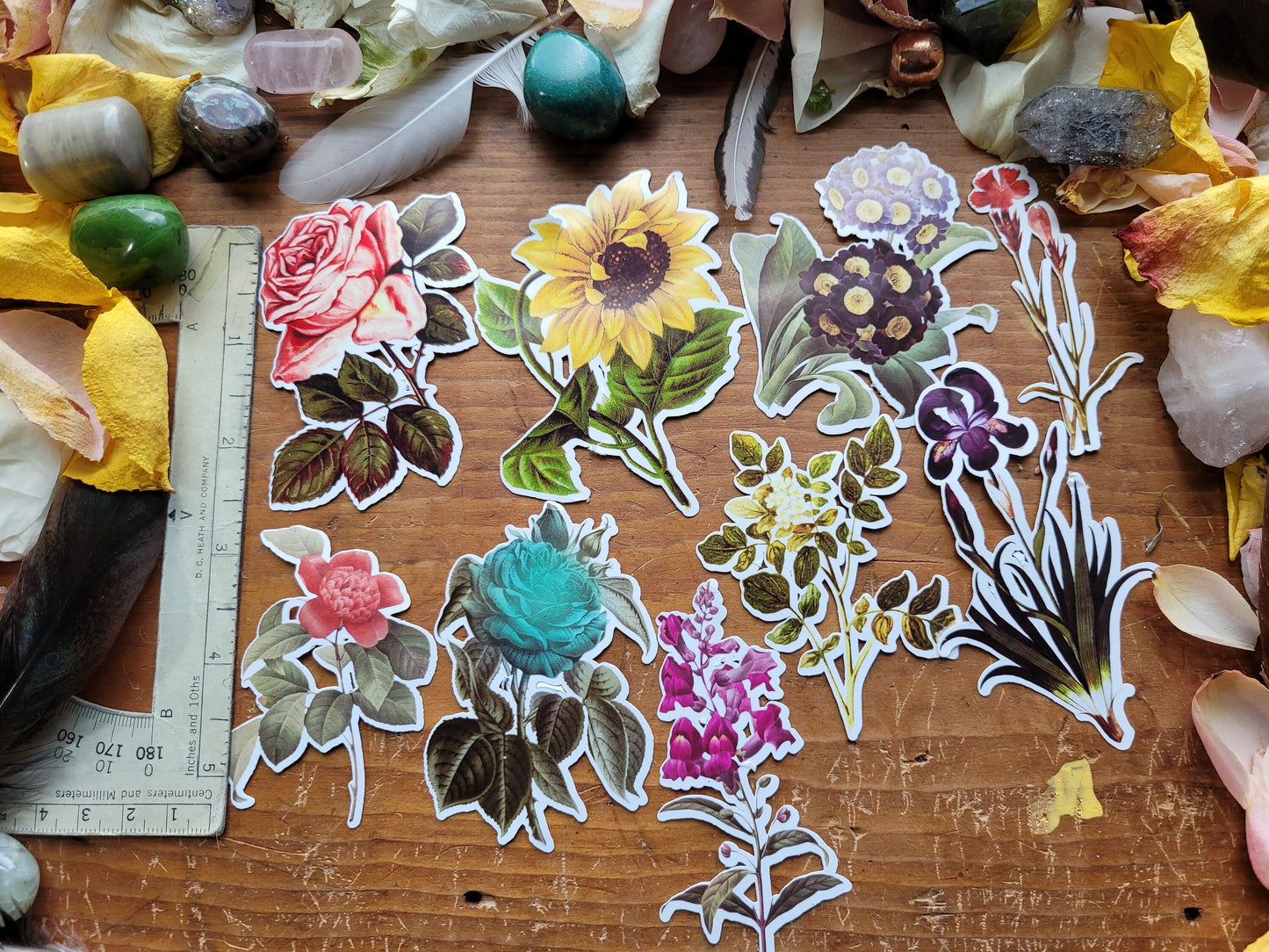 Floral Stickers Small- Various Vintage Flowers Bundle